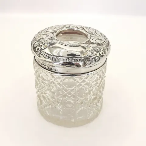 Antique Sterling Silver Lidded Dressing Table Hair/Hat Pin Jar c.1910