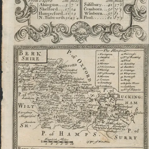 Britannia Depicta E Bowen Rare c1730 Map Berkshire Vale of White Horse Windsor