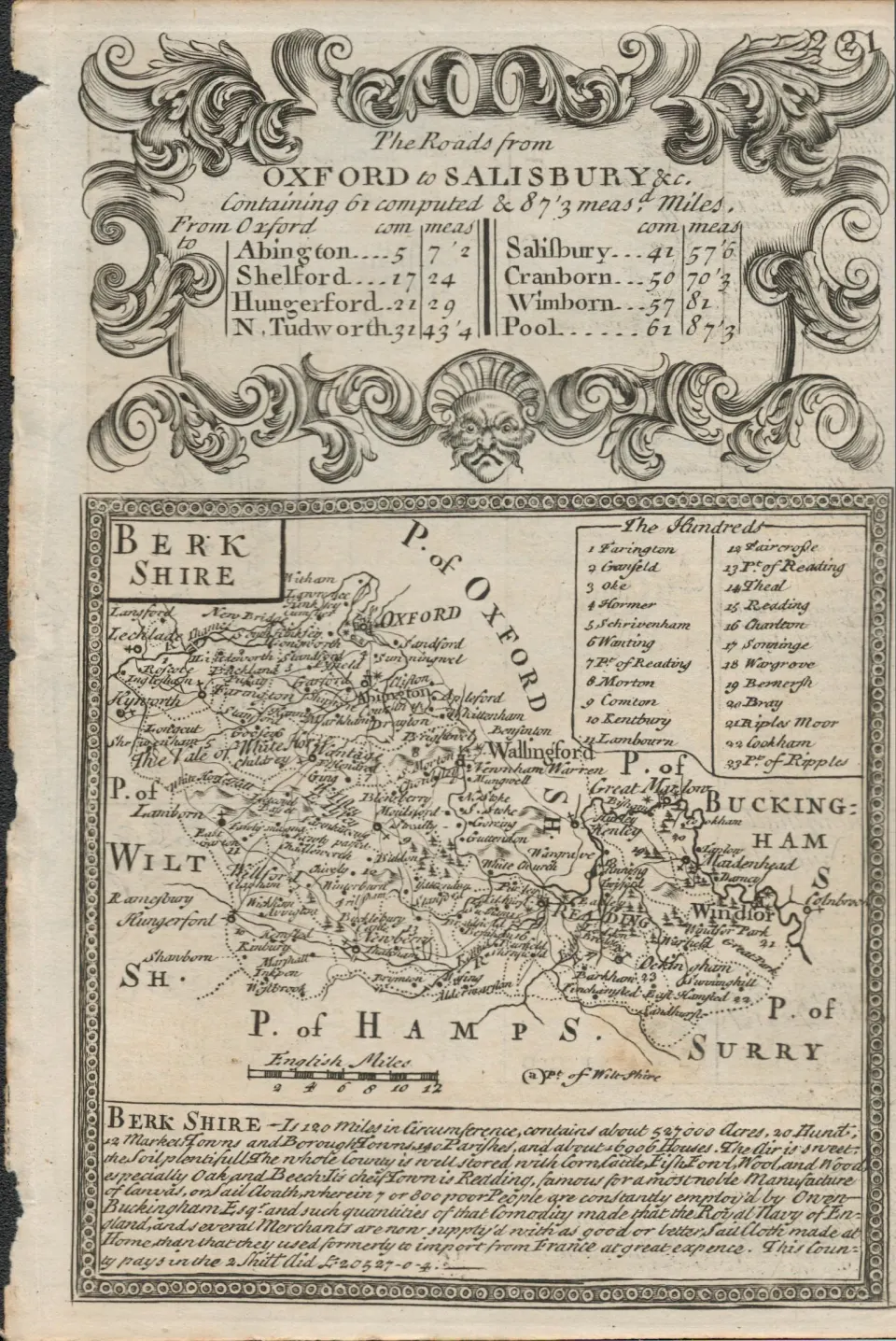 Britannia Depicta E Bowen Rare c1730 Map Berkshire Vale of White Horse Windsor
