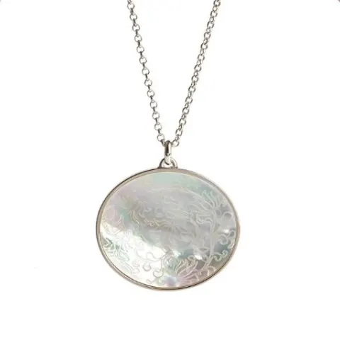 Etched Mother of Pearl Pendant - 1 Piece - Unboxed