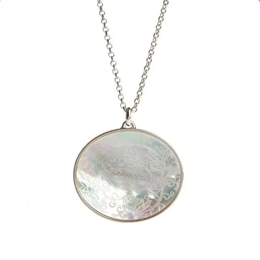 Etched Mother of Pearl Pendant - 1 Piece - Unboxed