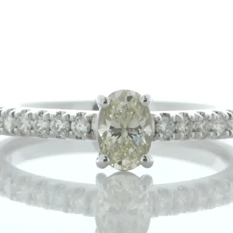 18ct White Gold Single Stone Oval Cut Diamond Ring (0.42) 0.67 Carats