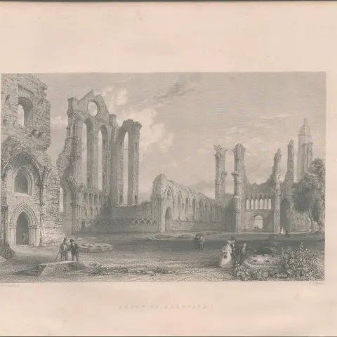 Abbey of Arbroath Antique 1842 Steel Engraving.