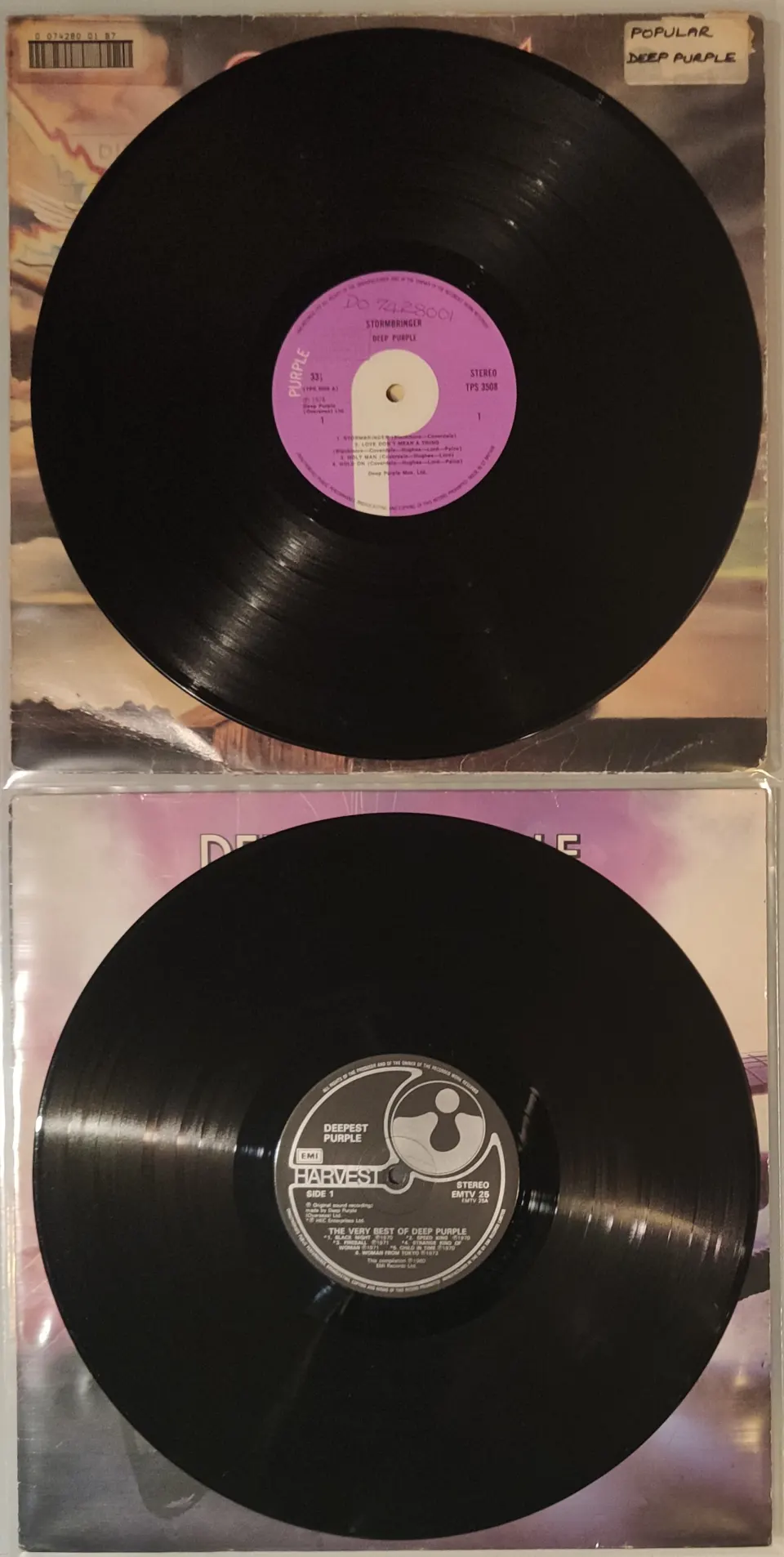 2 x Deep Purple Vinyl LPs – Stormbringer (First Pressing) and the Very Best of Deep Purple