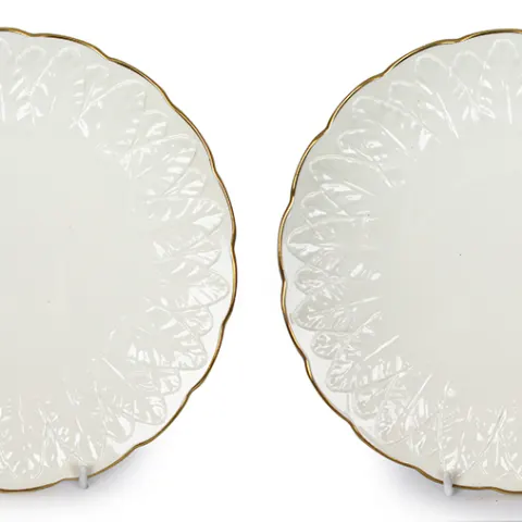 Pair of Royal Worcester Fern Leaf Plates