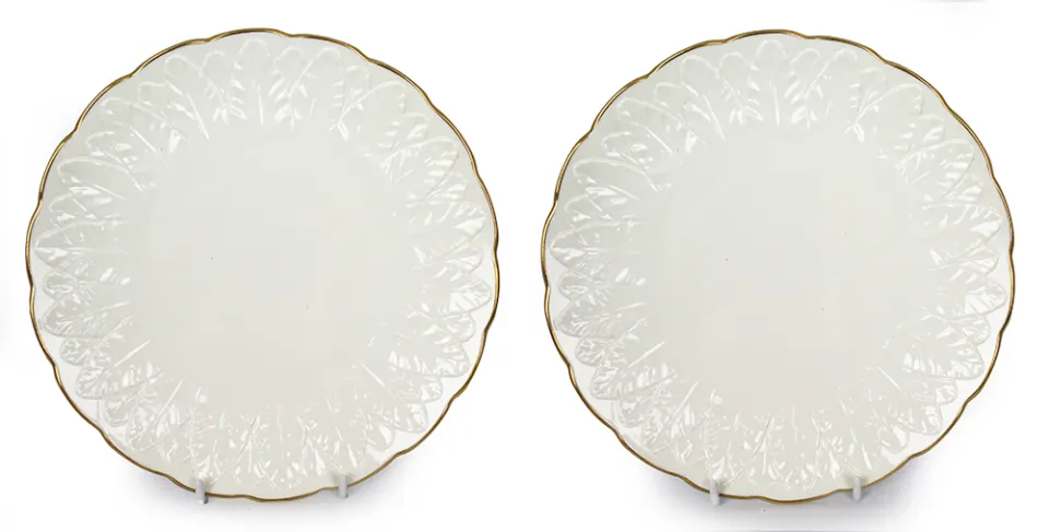 Pair of Royal Worcester Fern Leaf Plates
