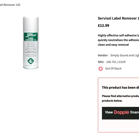 26 x Cans Servisol Label Remover 130 RRP £12 Per Can