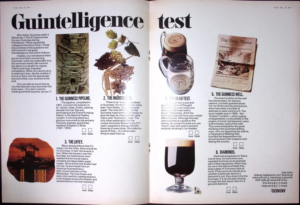 Guinness 1971  54 Years-Old Genuine Print The Intelligence Test