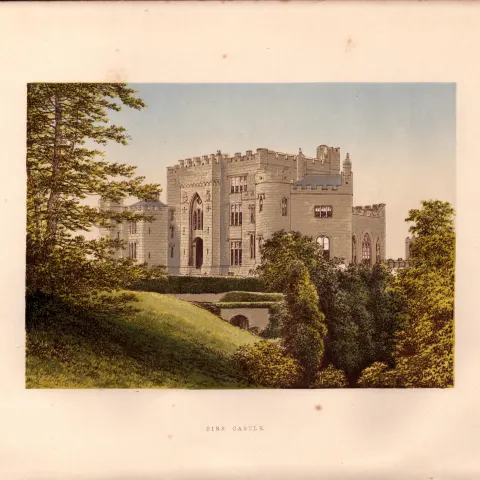 Birr Castle Co Offaly Ireland Gilt-Edge Coloured Antique Book Plate.