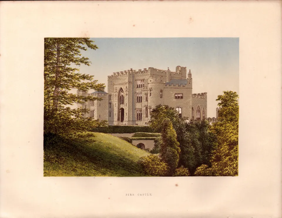 Birr Castle Co Offaly Ireland Gilt-Edge Coloured Antique Book Plate.