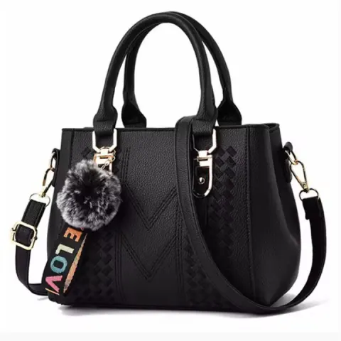 Embroidery Messenger Bags Women Leather Handbag Black