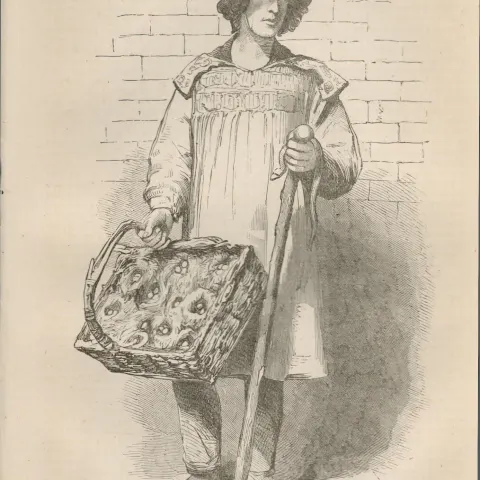 London Victorian  Bird Nest Street  Seller Antique 1864 Henry Mayhew Print.