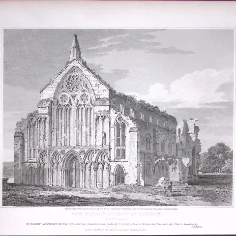 Priory Church Binham Norfolk 190 Years-Old John Britton Antique Steel Engraving-167