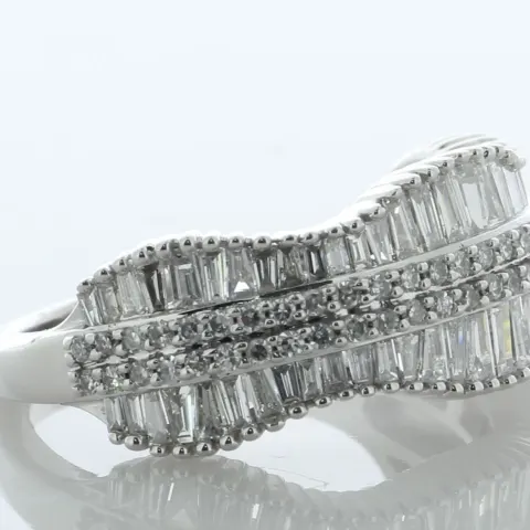 10ct White Gold Diamond Semi Eternity Wave Ring 1.00 Carats