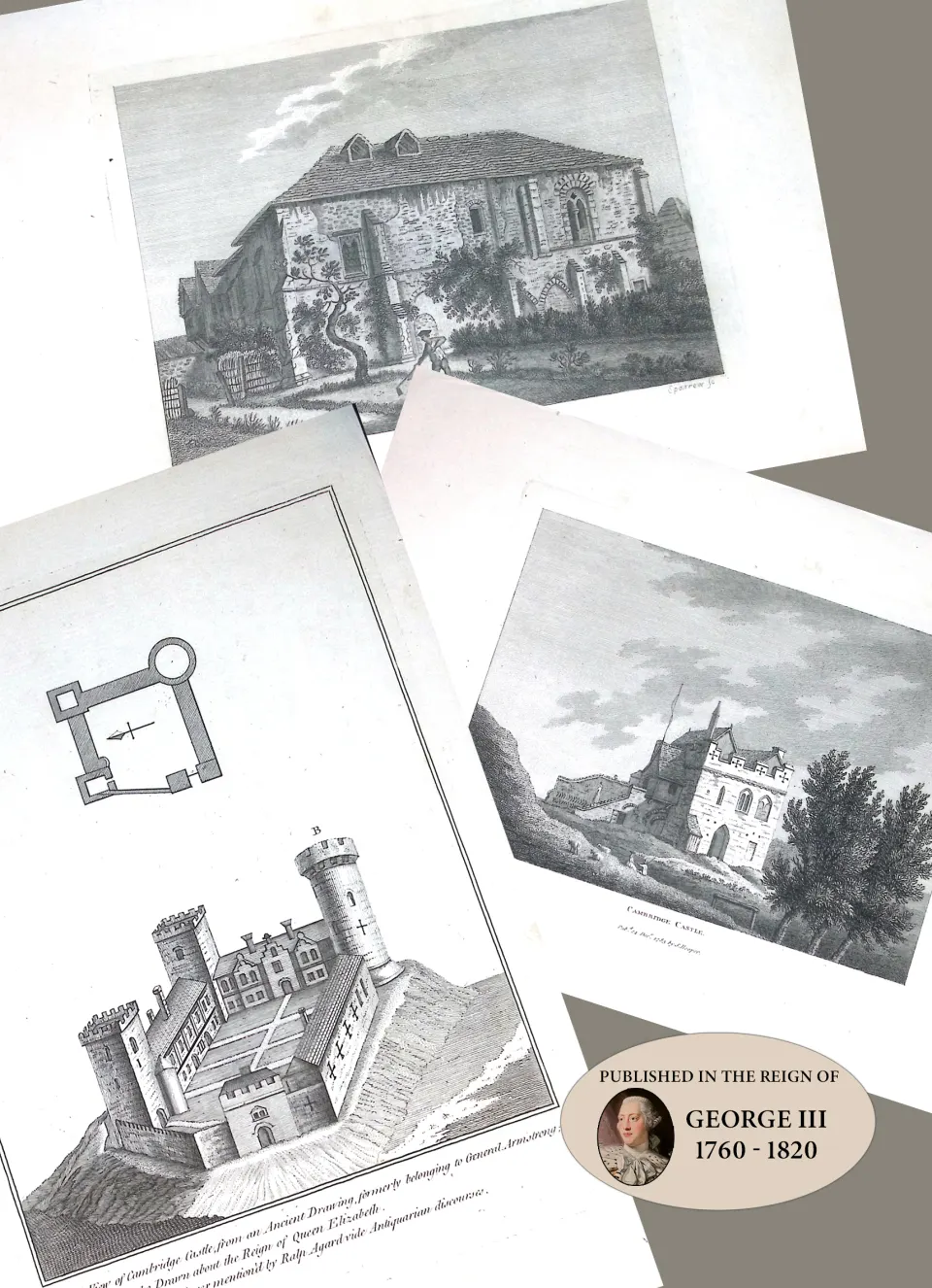 Set Of 3 Cambridgeshire Grose Antique 230+ Years Old Copper Engravings.