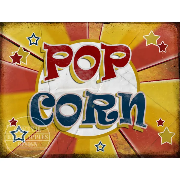 Popcorn Snack  Fairground Large Metal Wall Art.