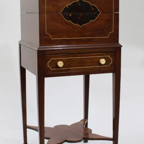 Regency Era Mahogany Works Table with Decorative Inlay