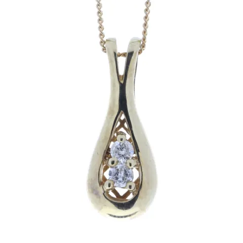 9ct Two Stone Claw Set Diamond Pendant 0.33