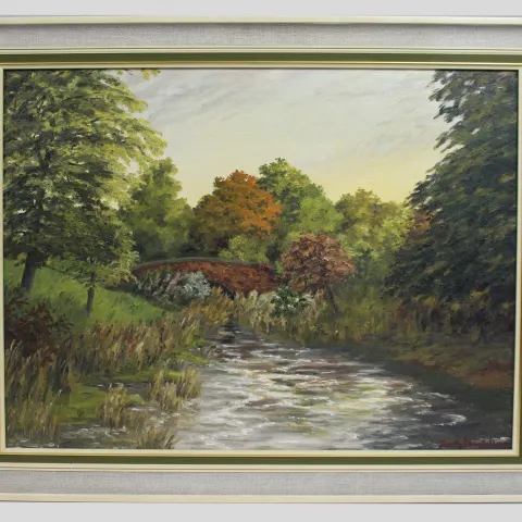 "The Old Bridge" Oil on Board Landscape