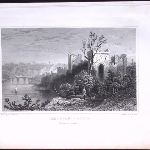 Wales Chepstow Castle Antique 166-Year-Old  Steel Engraving-25