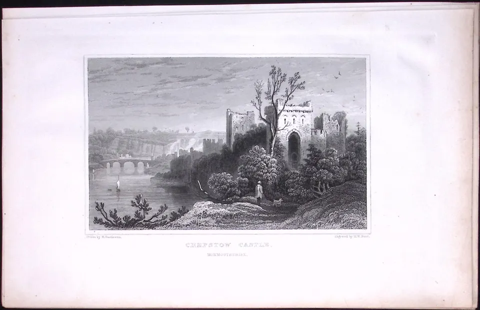 Wales Chepstow Castle Antique 166-Year-Old  Steel Engraving-25