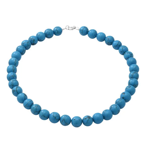 NEW!! Blue Howlite Beads Necklace,Earrings & Butterfly Ring Sterling Silver