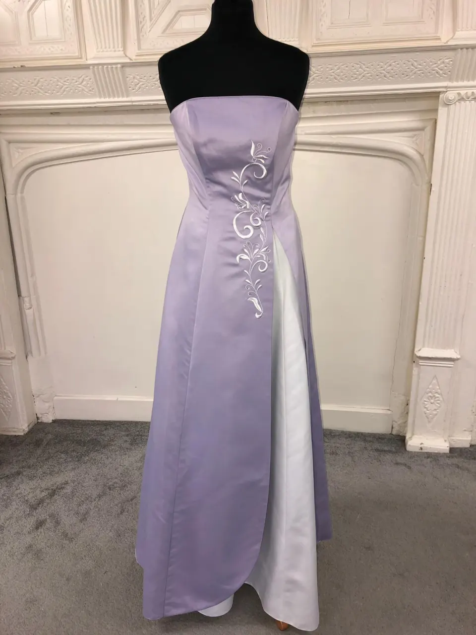 Lilac and white prom dress size L approx 12-14