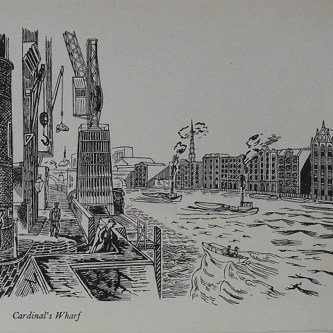 Edward Bawden Original Lithograph - London Cardinals Wharf