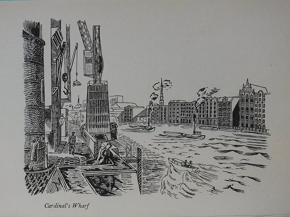 Edward Bawden Original Lithograph - London Cardinals Wharf