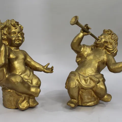 Pair of Gilt Painted Cherubs