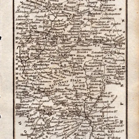 Wiltshire Antique Copper Engraved George IV Map by Sidney Hall.