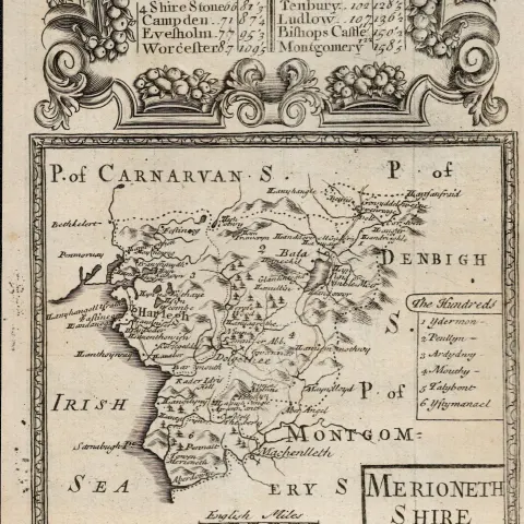 Britannia Depicta E Bowen c1730 Map Wales Denbigh Bala Barmouth Irish Sea