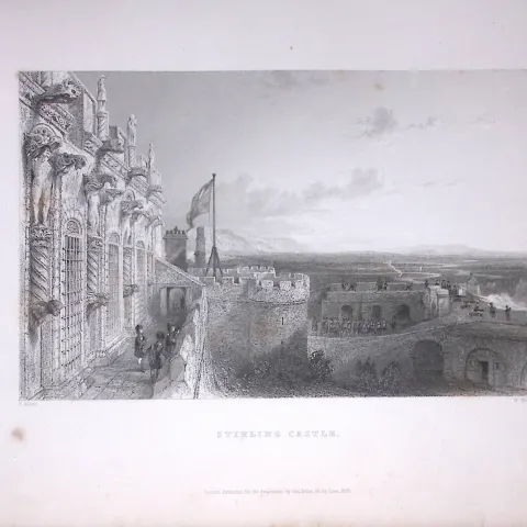 Stirling Castle Scotland W Beattie 188 Years-Old Antique Steel Engraving-4