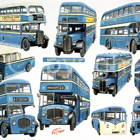 Leigh Corporation Bus Montage Large Metal Wall Art.