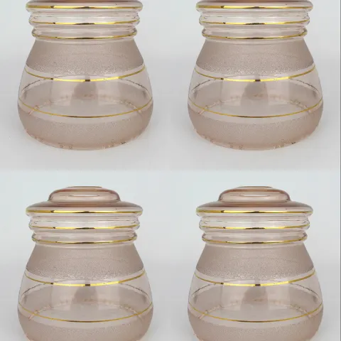 4 x Turned Pink Glass Lampshades