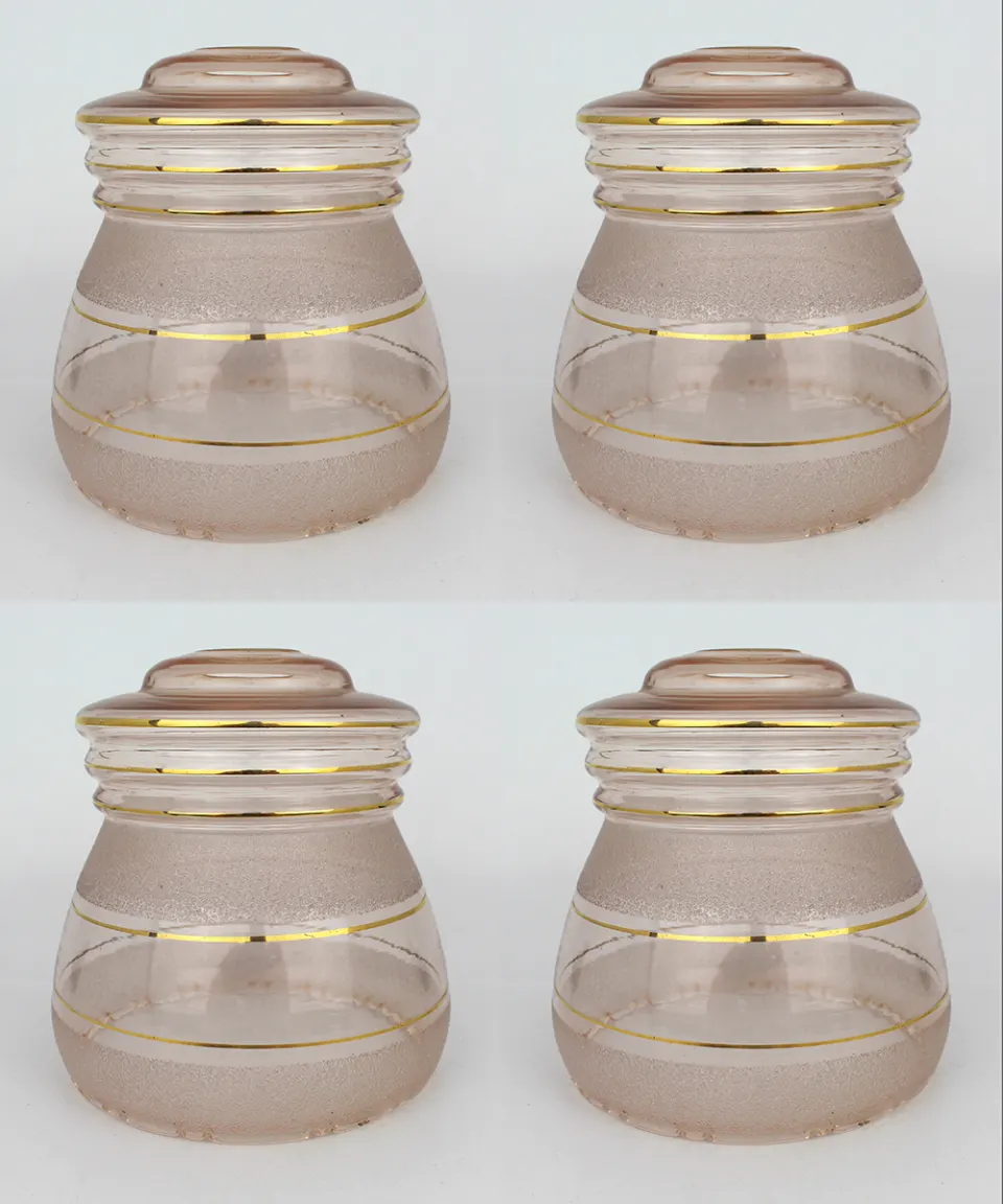 4 x Turned Pink Glass Lampshades