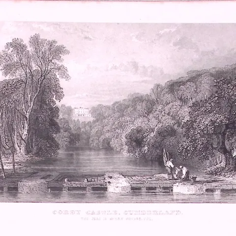Corby Castle Cumbria Antique Steel Engraving-46-TR
