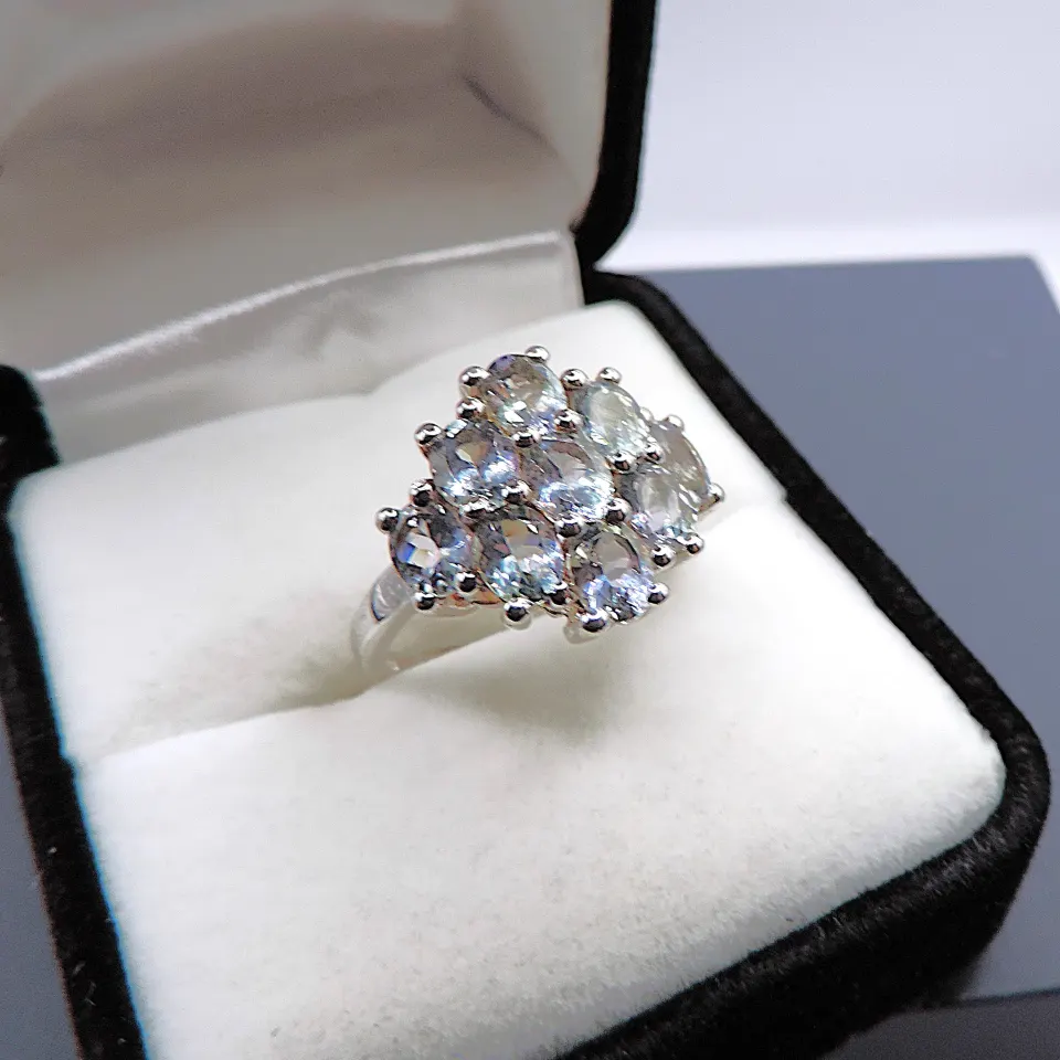 Sterling Silver Aquamarine Ring New With Gift Pouch