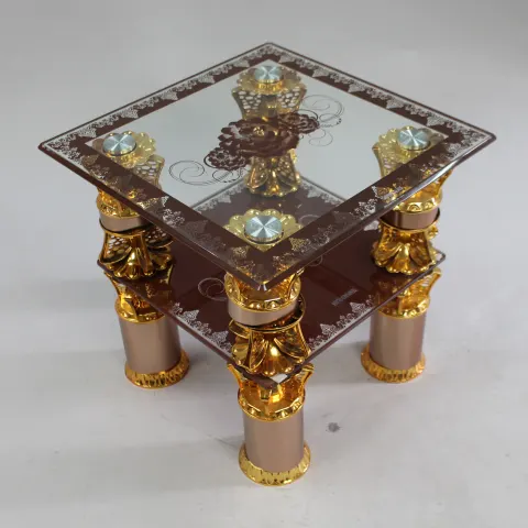 Indian Inspired Glass Square Occasional Table