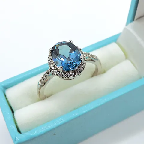 Sterling Silver Topaz Gemstone Ring New With Gift Box