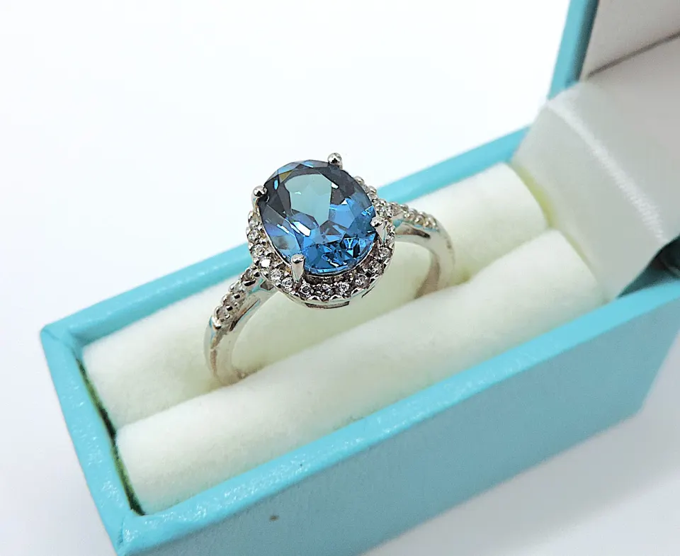 Sterling Silver Topaz Gemstone Ring New With Gift Box
