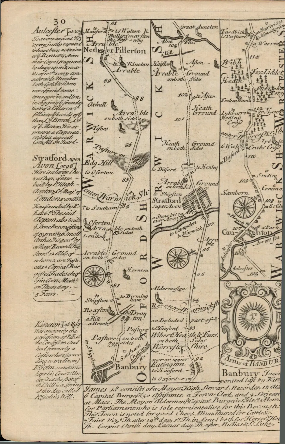 Britannia Depicta E Bowen c1730 Map  Wendover, Aylesbury, Buckingham, Banbury.