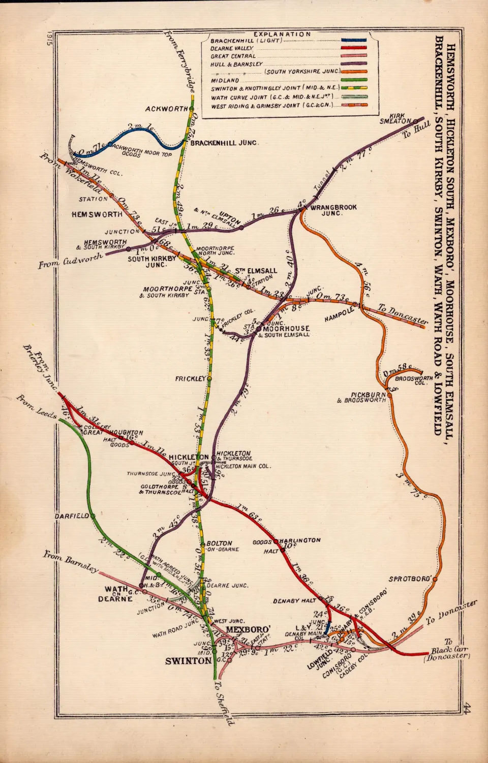 Hemsworth Mexboro South Kirby Yorkshire Antique Railway Junctions Diagram-44.