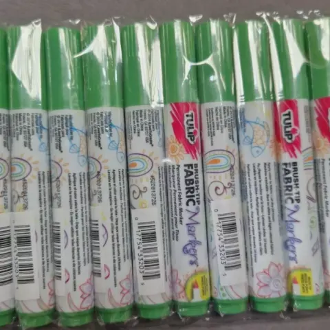 5 x Tulip Brush Tip Fabric Marker Neon Green 33203 X10