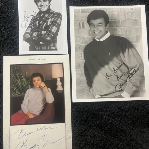 Anthony Newley, Buddy Greco & Johnny Mathis Signed