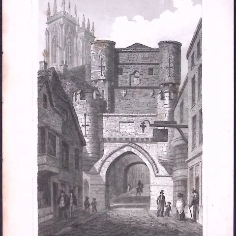 York Bootham Bar Yorkshire 198 Years-Old Thomas Allen Antique Steel Engraving-37