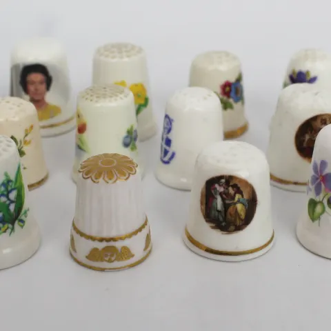 Collection of 19 Vintage Porcelain Thimbles