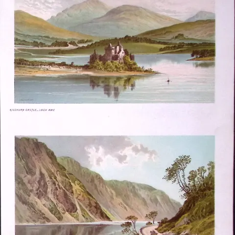 Scotland The Highlands Pass of Brander & Kilchurn Castle Antique Print-45