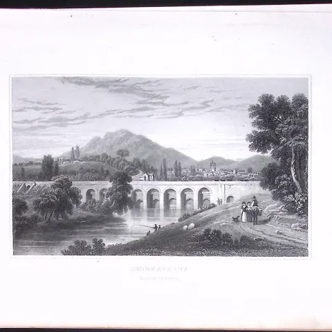 Wales-Abergavenny Antique 166-Year-Old  Steel Engraving-17