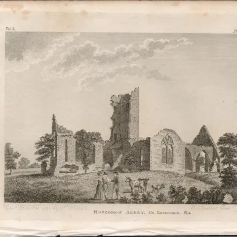 Roscommon Abbey Rare 1791 Francis Grose Antique Print.